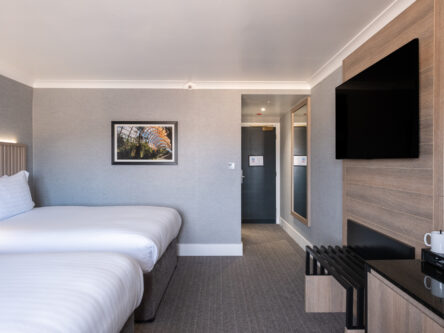 Quay View Deluxe Twin Room | Two Double Beds & Private Balcony